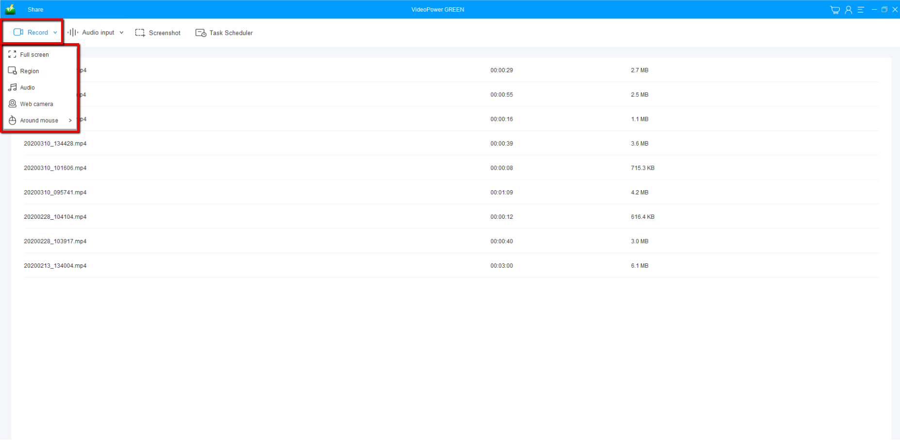 Best 4k Screen Recorder Software, VideoPower GREEN, choose recording mode