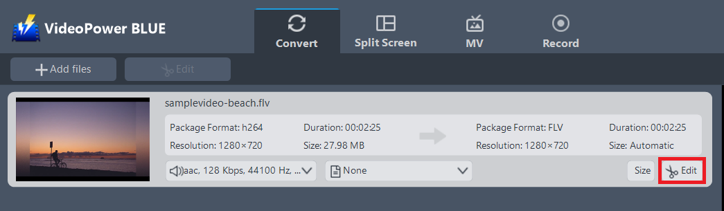 convert FLV to MOV, VideoPower BLUE, edit FLV video