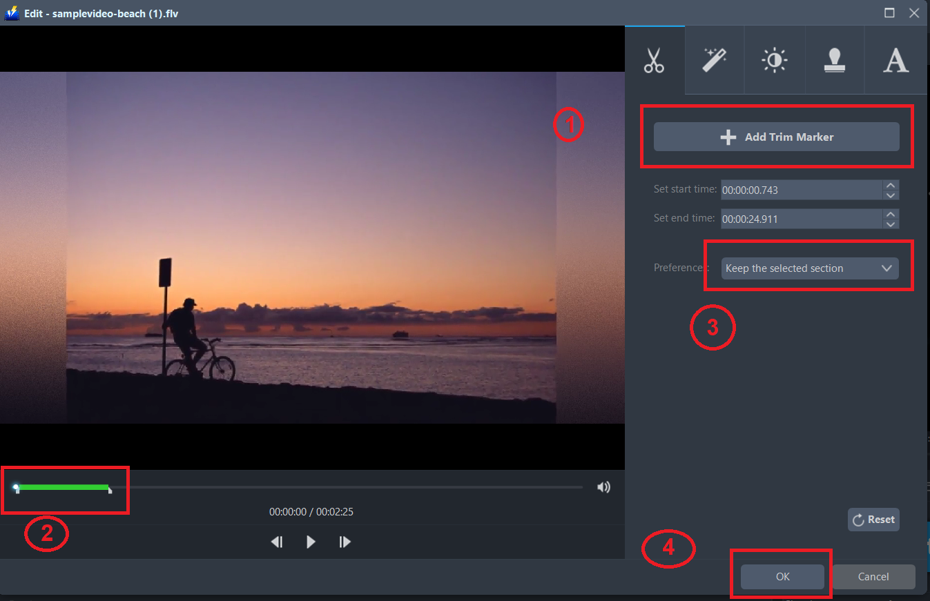WMV、ビデオパワーブルートリムファイルにFLVを変換