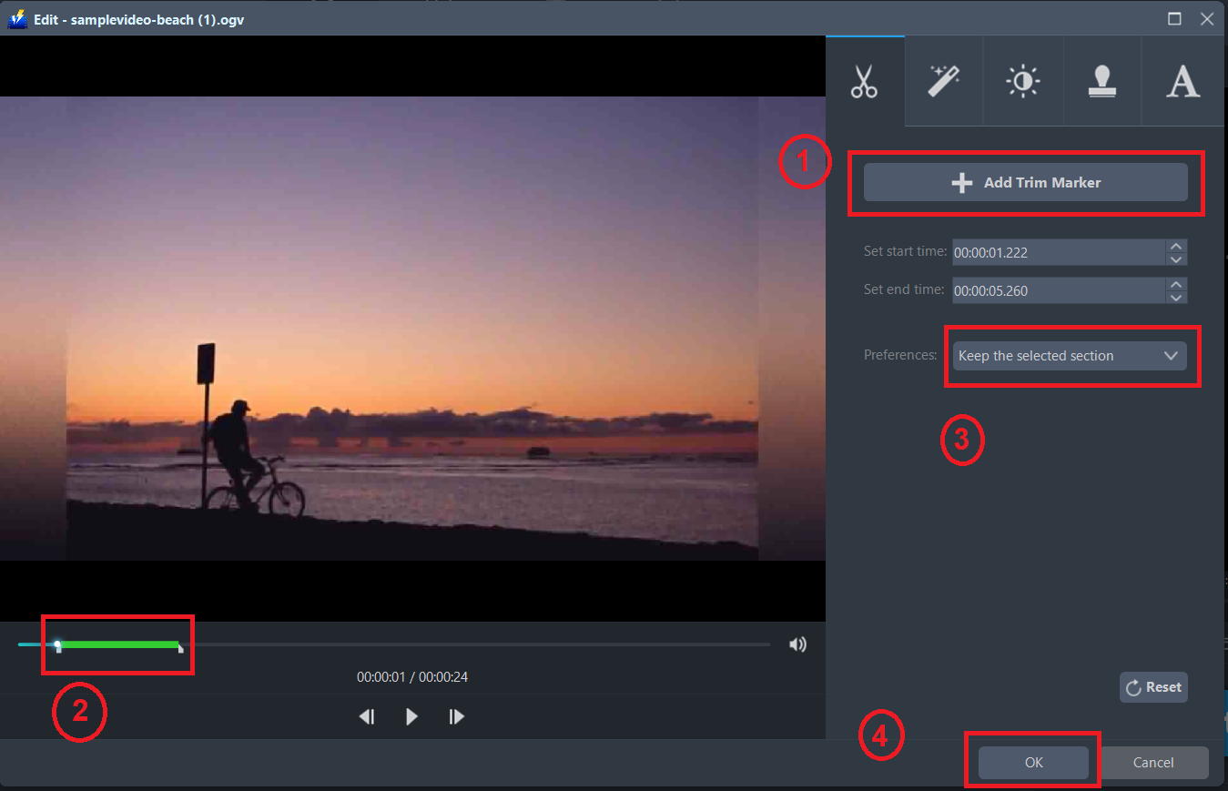 MP4、ビデオパワーブルートリムファイルにOGVを変換