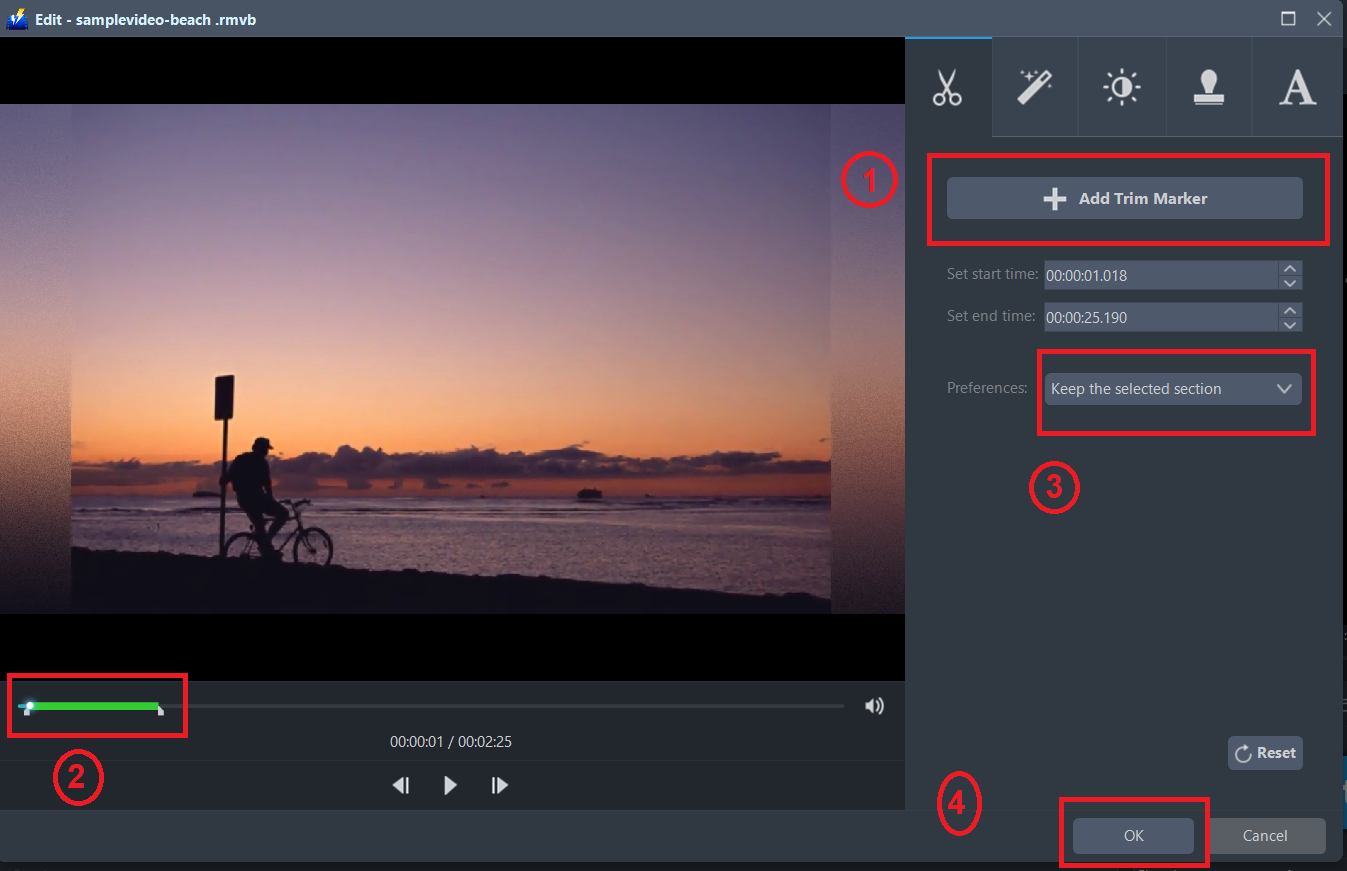 MP4、ビデオパワーブルートリムファイルにRMVBを変換
