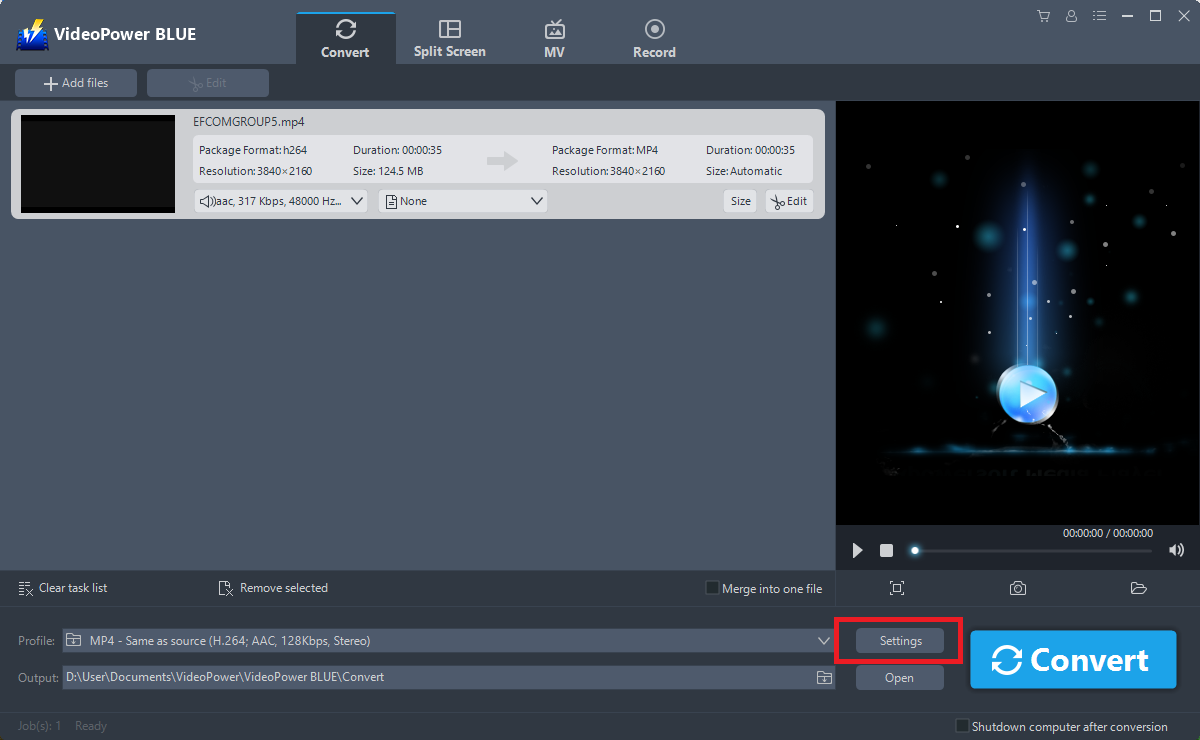 Convert Video to HD Quality, VideoPower BLUE, convert