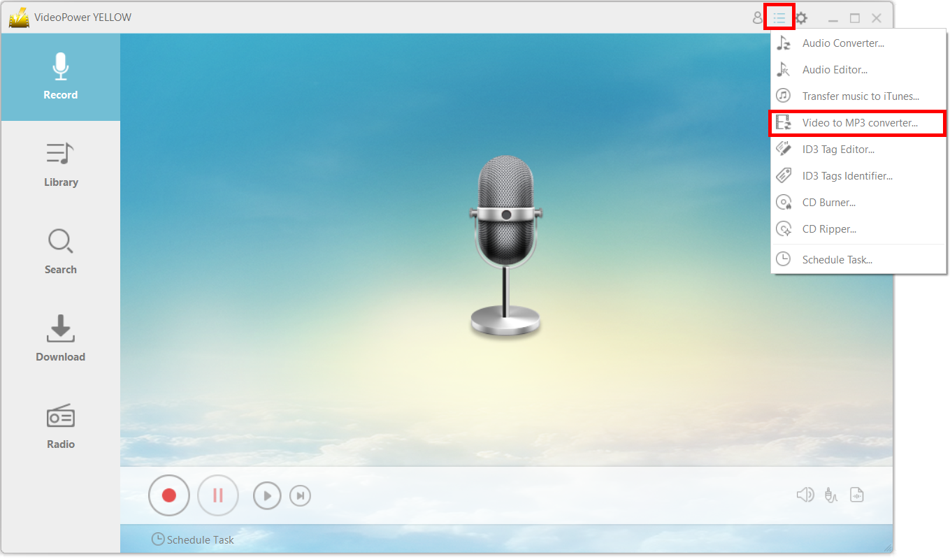 download MP3 to a mobile phone, VideoPower YELLOW