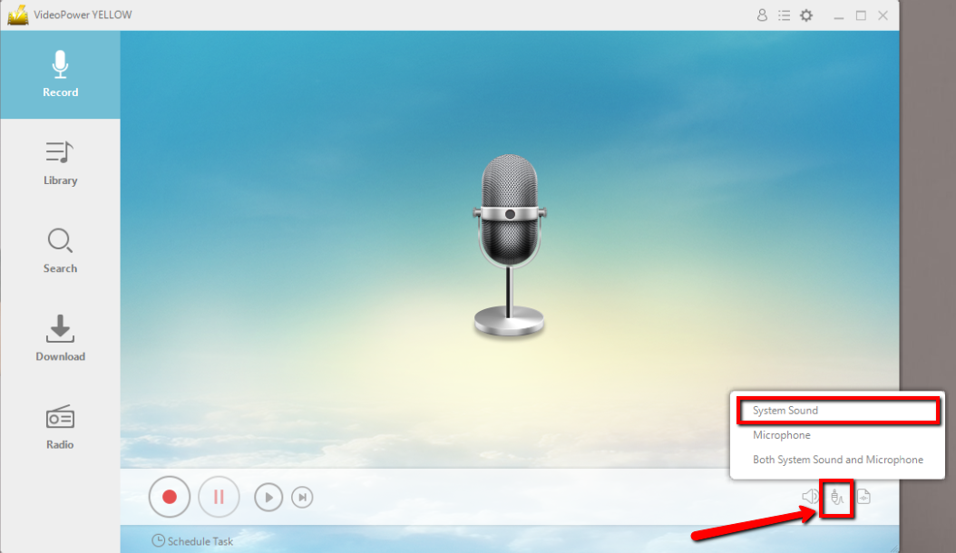 MP3skullの曲をダウンロード, ビデオパワーイエロー, 音源を設定します.