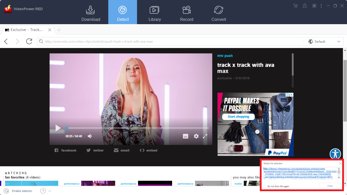 VideoPower RED, Download MTV Videos, auto-detect other sites