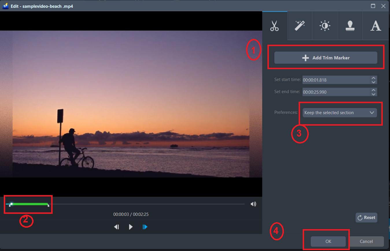 FLV形式、ビデオパワーブルートリムファイルは、出力フォルダを開きます