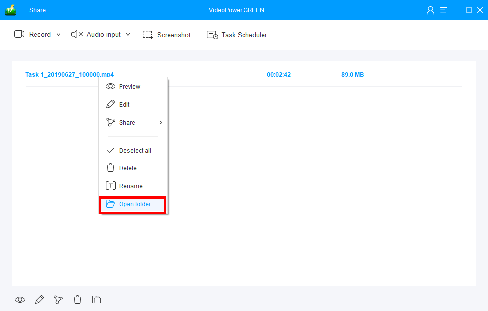 Record Automatically, Screen Record, VideoPower GREEN, recorded list image name