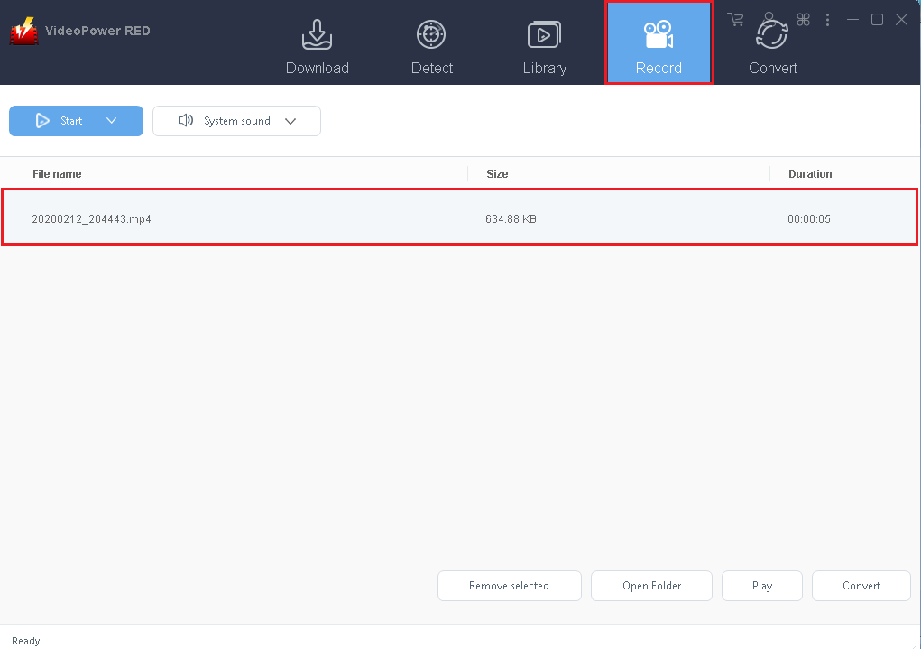 ビデオパワーRED、コディビデオダウンローダー、画面記録、記録されたファイル