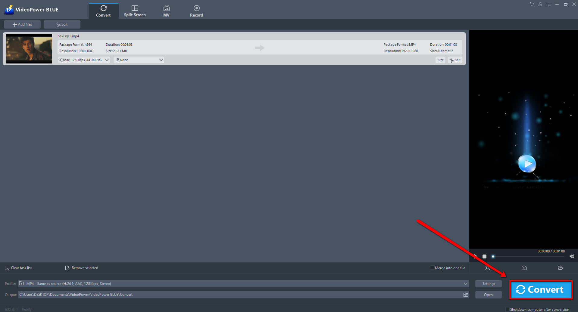  video cutting, trim MP4 file, VideoPower BLUE, save edited video