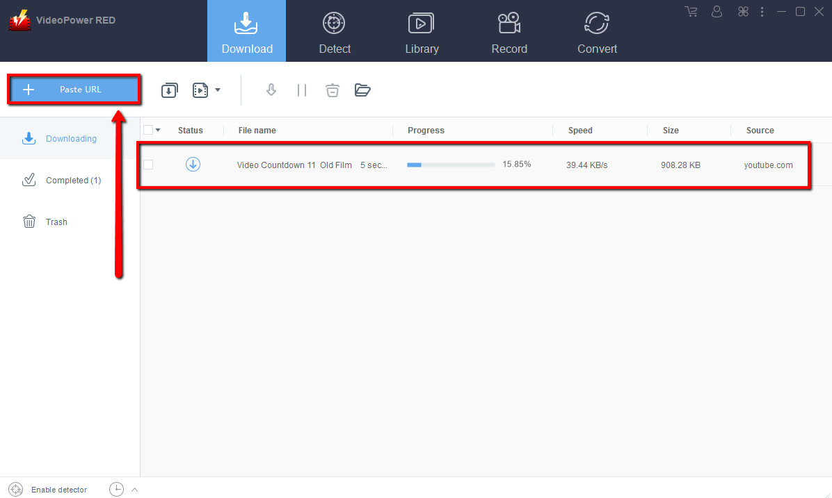 YouTube Video downloader, video downloader, VideoPower RED, paste and download 