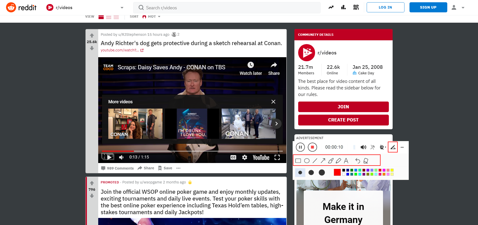 Redditビデオ、ビデオパワーグリーンを保存し、ビデオ録画を編集します。