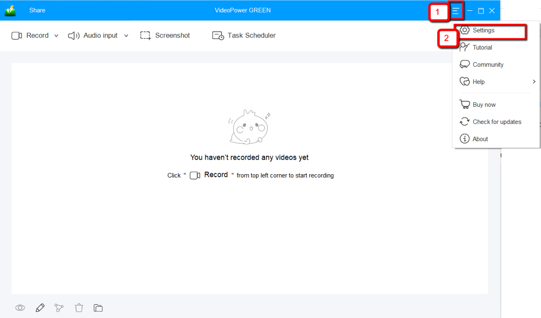screenshots on Twitter, VideoPower GREEN manage settings.
