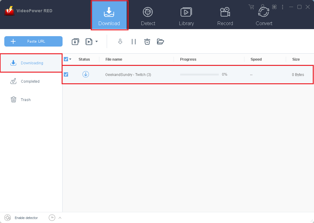 VideoPower RED, Twitch video downloader, auto-detect other sites, process download