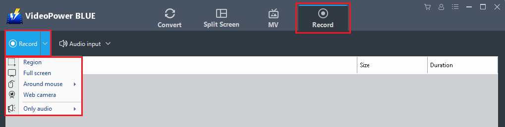 VideoPower BLUE Manual,Screen Recording Modes