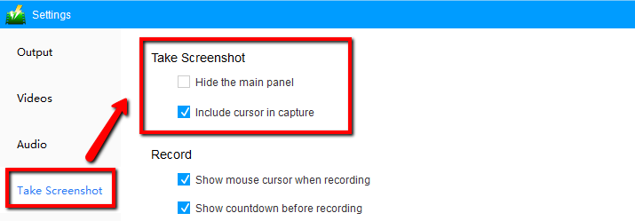VideoPower GREEN Manual,Take Screenshot Settings 