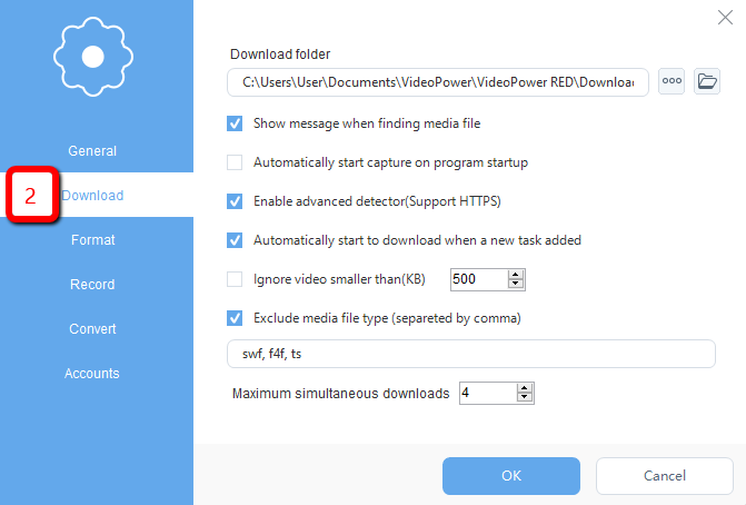 VideoPower RED, General Settings 
