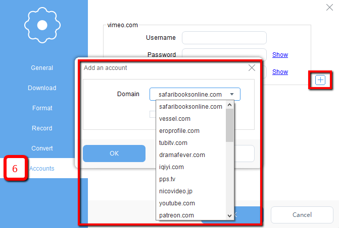 VideoPower RED, Account Settings, Account Domain 