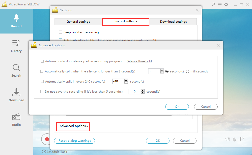 VideoPower BLUE Manual,Reset Dialogue Warning
