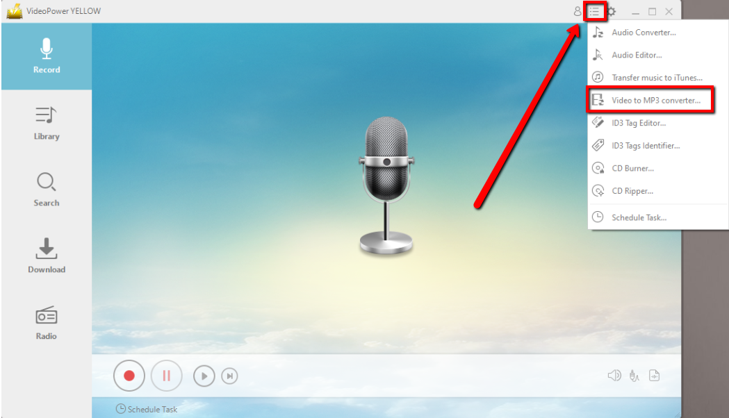 Audio Downloader, VideoPower YELLOW, launch Video to MP3 Converter