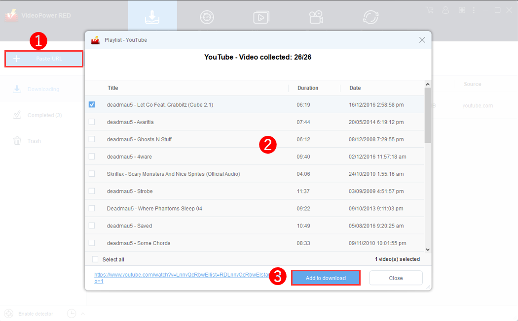 Amazing video downloader, VideoPower RED, main interface